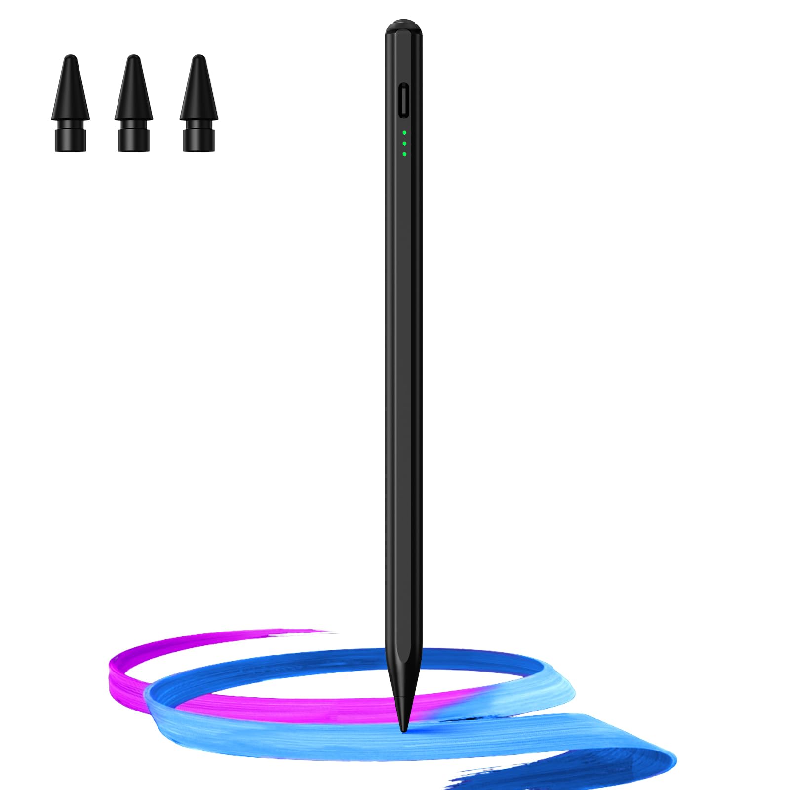 Stylus Pen for iPad(2018-2025)-13 Mins Fast Charge with Tilt Sensitivity & Palm Rejection for iPad 11/10/9/8/7/6th Gen, Air 7/6/5/4/3/M3/M2, Pro 13"/12.9"/11"/M4, Mini 7/6/5th,White